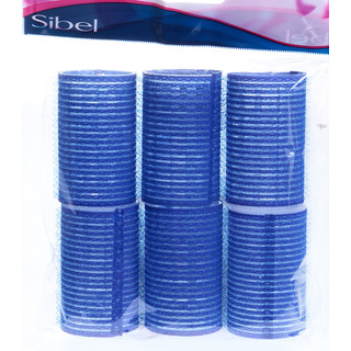 Бигуди на липучках синие 40 мм (6 шт) SIBEL